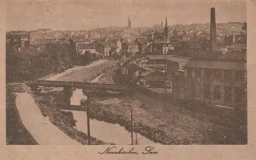 6680 NEUNKIRCHEN, Blick über die Saar auf die Stadt