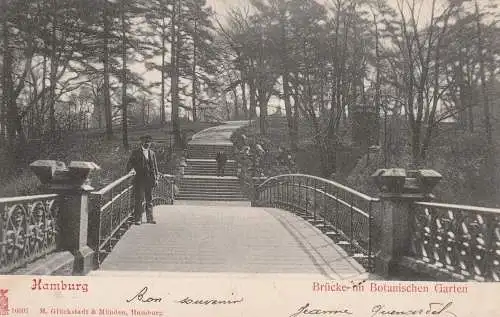 2000 HAMBURG - OSDORF, Brücke im Botanischen Garten, Mitarbeiter, 1904, Verlag Glückstadt & Müden