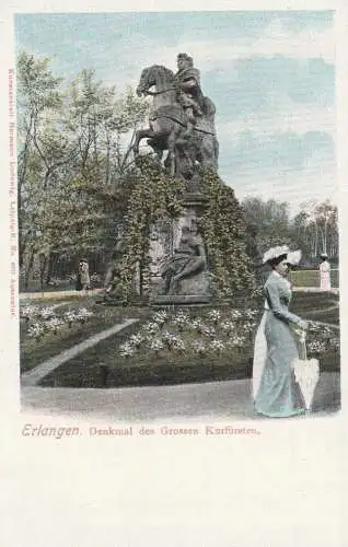 8520 ERLANGEN, Denkmal des Grossen Kurfürsten, ca. 1900