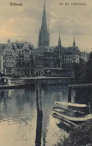 2400 LÜBECK, An der Untertrave, Ausflugsboote, 1908