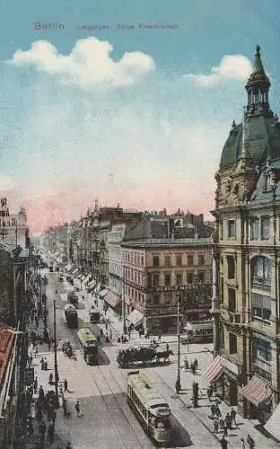 1000 BERLIN, Leipziger - Ecke Friedrichstrasse, Strassenbahnen, Rudolf Mosse Berliner Tagesblatt, 1917
