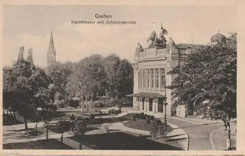 6300 GIESSEN, Stadttheater mit Johanniskirche, Verlag Elsoffer