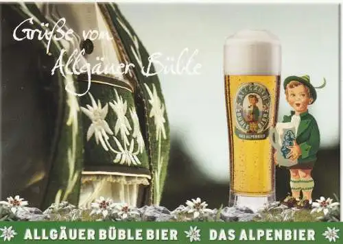 8960 KEMPTEN, Allgäuer Büble Bier, Werbe-Karte