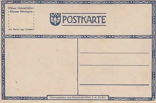 6719 ALTLEININGEN - HÖNINGEN, Kloster Höningen, Pfälzer Heimatbilder # 376, Maler August Croissant