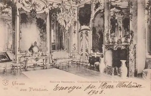 0-1500 POTSDAM, Schloß Sanssouci, Concertzimmer Friedrich des Großen, 1903