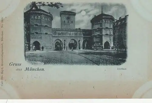 8000 MÜNCHEN, Isartor, Mondscheinkarte, ca. 1900, Verlag Hayd