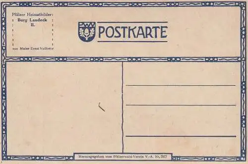 6748 BAD BERGZABERN - KLINGENMÜNSTER, Burg Lanfeck, Pfälzer Heimatbilder # 367, Künstler Ernst Vollbehr