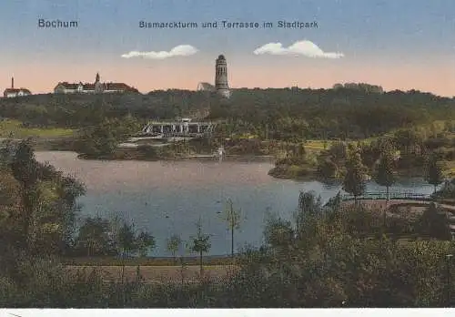 4630 BOCHUM, Bismarckturm und Terrasse im Stadtpark