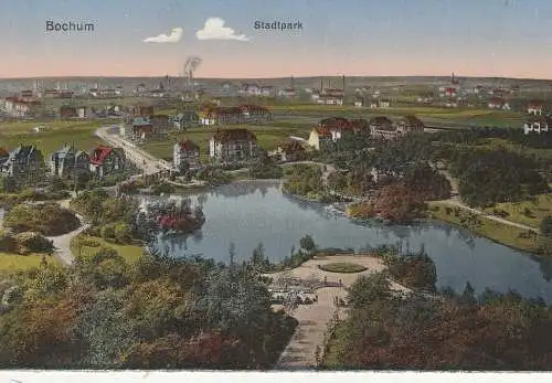 4630 BOCHUM, Blick vom Bismarckturm auf Stadtpark und Umgebung