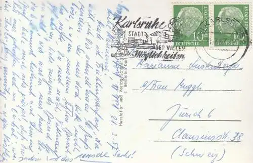 BUND - 1957, Michel 183, Paar aus Bogen, AK - Auslandsfrankatur in die Schweiz