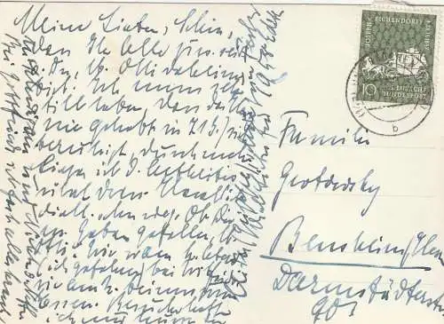 BUND - 1958, Michel 280 Eichendorff, AK - Einzelfrankatur