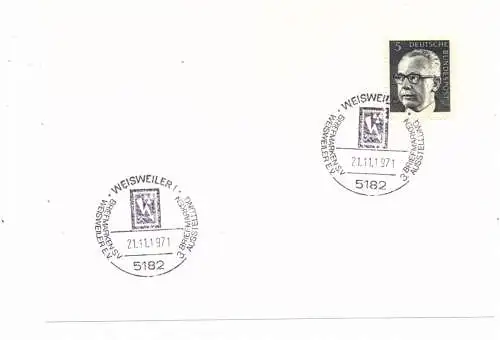5180 ESCHWEILER - WEISWEILER, Postgeschichte, Sonderstempel 1971 zur 3. Briefmarken Ausstellung