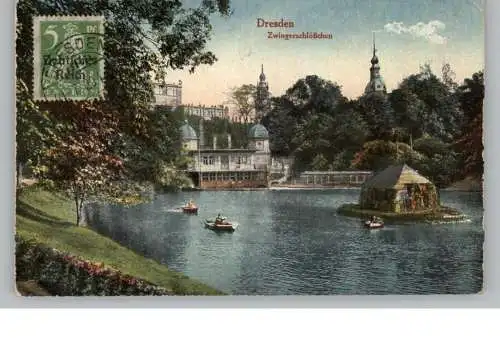 0-8000 DRESDEN, Zwingerschlößchen, Bootspartie, 1920