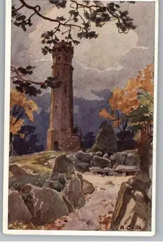 6730 NEUSTADT - HAARDT, Turm auf dem Weinbiet, Pfälzer Heimatbilder # 327, Künstler August Croissant