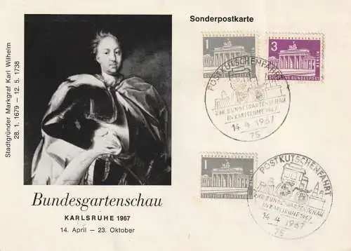 7500 KARLSRUHE, Bundesgartenschau 1967, Porträt Markgraf Karl Wilhelm