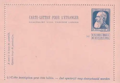 BELGIEN - 1905, Kartenbrief K14