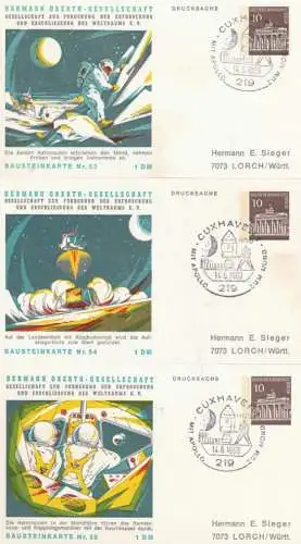 WELTRAUM / SPACE, Apollo-Mondflug auf 15 Privat-Ganzsachen / Apollo Moonflight Set of 15 Berlin Postal Stationeries