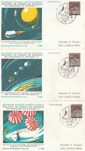 WELTRAUM / SPACE, Apollo-Mondflug auf 15 Privat-Ganzsachen / Apollo Moonflight Set of 15 Berlin Postal Stationeries