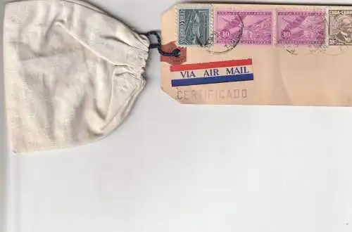 CUBA - 1957, R-Adressanhänger mit Musterbeutel an Dynamit-Nobel Troisdorf, Air-Mail First Class