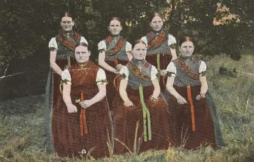 OBER - SCHLESIEN - GLEIWITZ - SCHÖNWALD / GLIWICE - BOJKOW, Schönwalder Jungfrauen in Tracht, Druckstelle