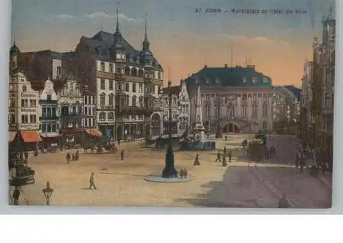 5300 BONN, Marktplatz / Rathaus / Strassenbahn, handcoloriert, 20er Jahre
