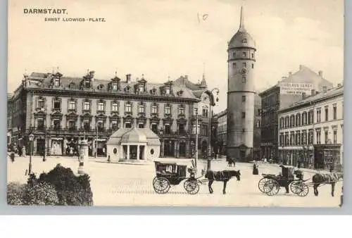 6100 DARMSTADT, Ernst - Ludwigs - Platz, Droschken, 1907