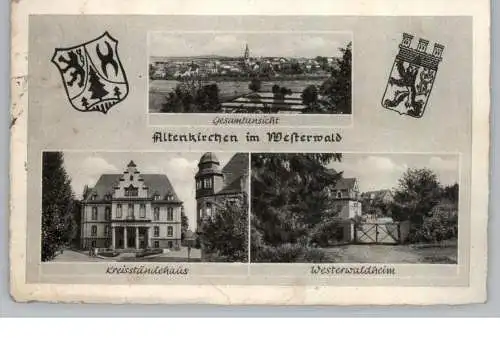 5230 ALTENKIRCHEN, Kreisständehaus, Westerwaldheim, Gesamtansicht, Stadtwappen..., 50er Jahre