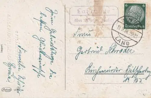 2090 WINSEN / Luhe, Postgeschichte, Landpoststempel "Laßrönne über Winsen", 1936