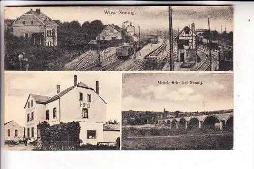 6643 PERL - NENNIG, Hotel Zur Krone, Bahnhof, Moselbrücke