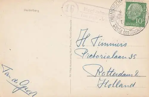 6932 HIRSCHHORN, Postgeschichte, Landpoststempel "Neckarhausen über Hirschhorn", 1954
