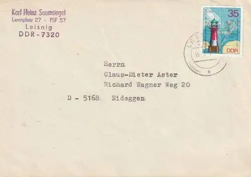DDR - 1975, Michael 2049 35 Pfg. Leuchtturm, Einzelfrankatur, Brief ohne Inhalt