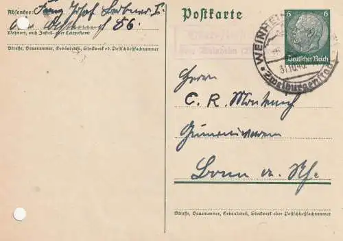 6940 WEINHEIM, Postgeschichte, 3 Landpoststempel "Ober-Abtssteinach über Weinheim", 1940 / 41