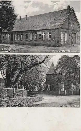 2730 ZEVEN - GYHUM, Gastwirtschaft Brunkhorst, Kirche, 1935