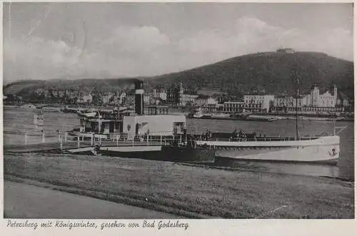 5300 BONN - BAD GODESBERG, Rheinfähre nach Königswinter am Anleger, NS-Beflaggung 1944