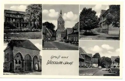 4422 AHAUS - WESSUM, Lange Strasse, Volksschule, Kirche, Hospital, Kriegergedächtniskapelle,