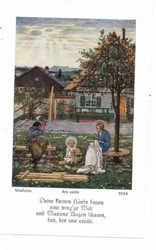 KÜNSTLER / Artist - JOSEF MADLENER, Andachtsbild "Der kleine Baumeister", Ars Sacra