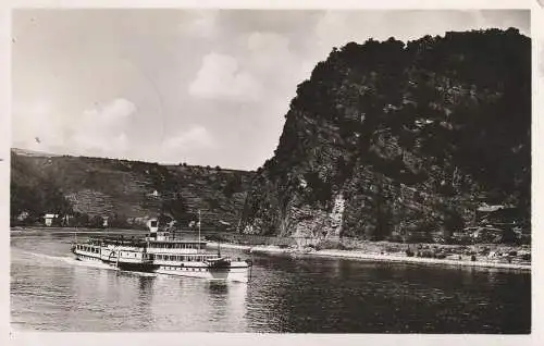 BINNENSCHIFFE - RHEIN, Köln-Düsseldorfer "DRACHENFELS" vor der Loreley, 1951