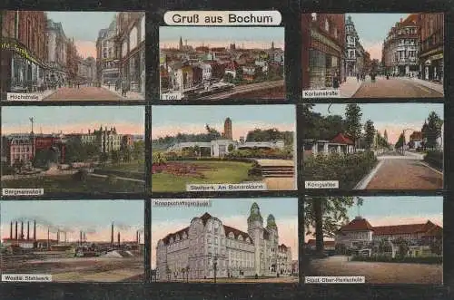 4630 BOCHUM, Hochstrasse, Kortumstrasse, Stahlwerk, KH Bergmannsheil, Ober-Realschule....