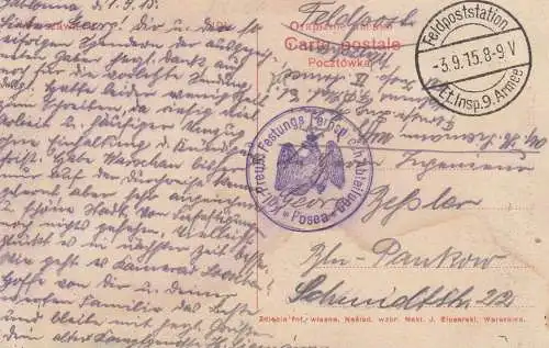 PL 00-001 WARSZAWA / WARSCHAU, Katedra Sao Jana Z XII W., deutsche Feldpost 1915, Fernsprech Abt. Posen