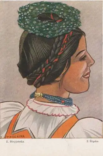 SCHLESIEN - SCHLESISCHE TRACHT, Künstler-Karte Z. Stryjenska, 1940