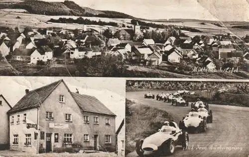 RACING - FORMULA 1, Nürburgring Rennen 50er Jahre, Gasthaus Gilles Müllenbach, Druckstellen