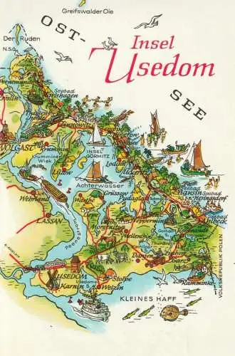 LANDKARTE / MAP,  INSEL USEDOM