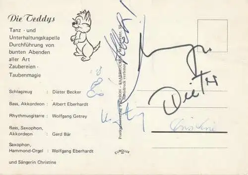 MUSIK - DIE TEDDYS, mit Autogrammen