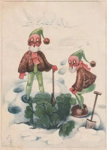 ZWERGE / Gnome / Dwarfs / Nani mit Glücksklee, 1947