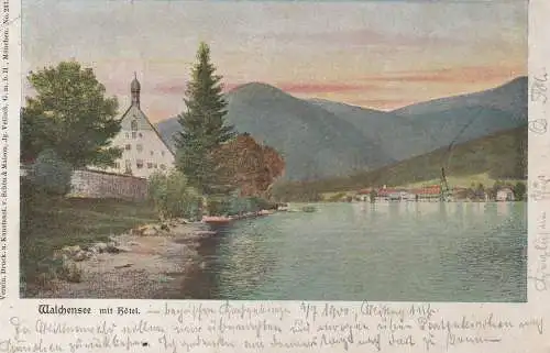 8113 KOCHEL - WALCHENSEE, Walchensee mit Hotel, 1900, kl. Druckstelle