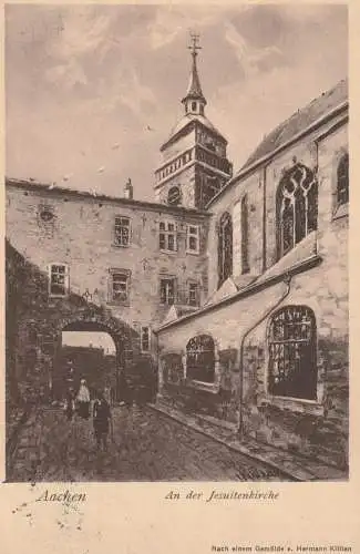 5100 AACHEN, An der Jesuitenkirche, Künstler-Karte Hermann Killian, 1909