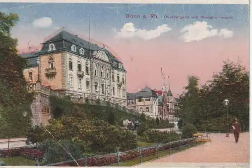 5300 BONN, Oberbergamt und Rheinpromenade, 1920, kl. Druckstelle