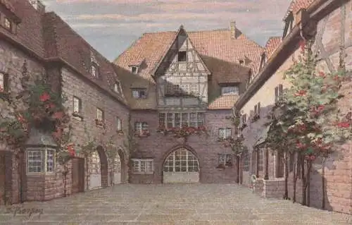 0-5900 EISENACH, WARTBURG, Neuer Gasthof - Der Hof, Künstler-Karte  B. Pierson