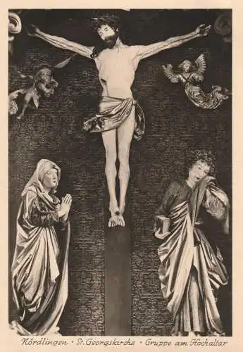 8860 NÖRDLINGEN, Pfarrkirche St. Georg, Gruppe am Hochaltar