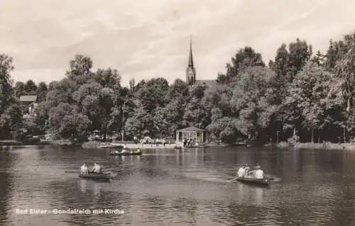 0-9933 BAD ELSTER, Gondelteich mit Kirche, 1962, Verlag Oelschlägel